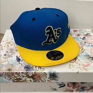 New Era Blue and Yellow A’s Hat